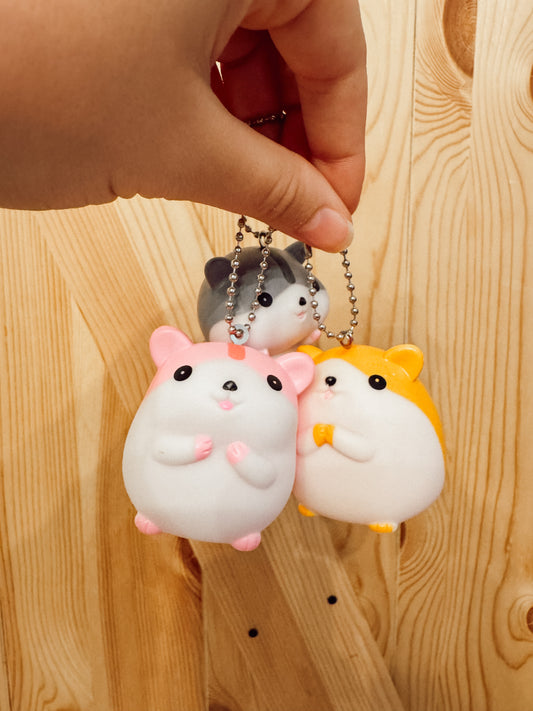 Squeaking Hamster Keychain (3-colors)