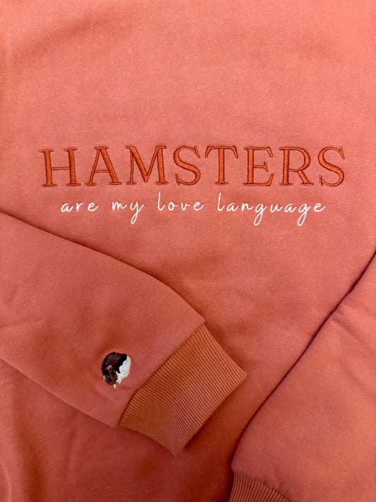 Embroidered Hamster Sweater -- Dusty Rose