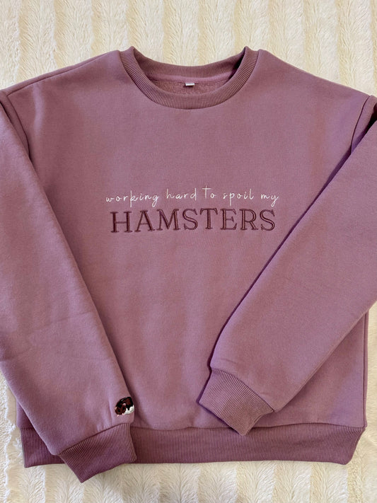 Embroidered Hamster Sweater — Dusty Purple