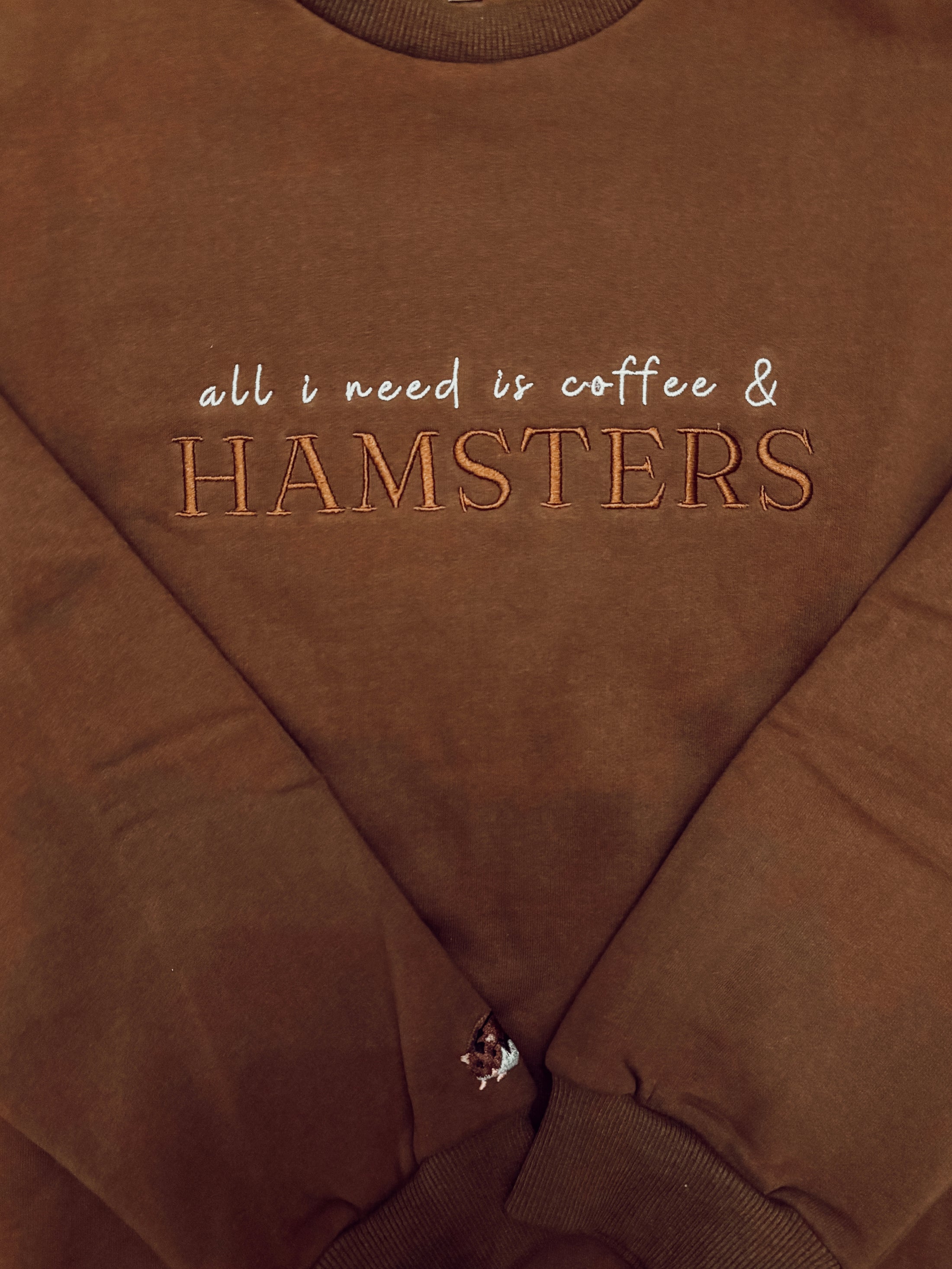 Embroidered Hamster Sweater -- Cafe Brown