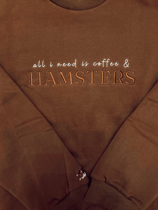 Embroidered Hamster Sweater -- Cafe Brown