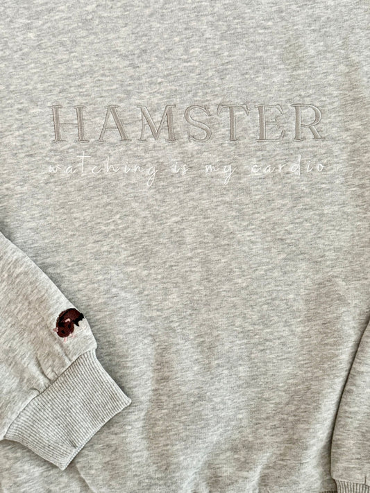 Embroidered Hamster Sweater — Heather Grey