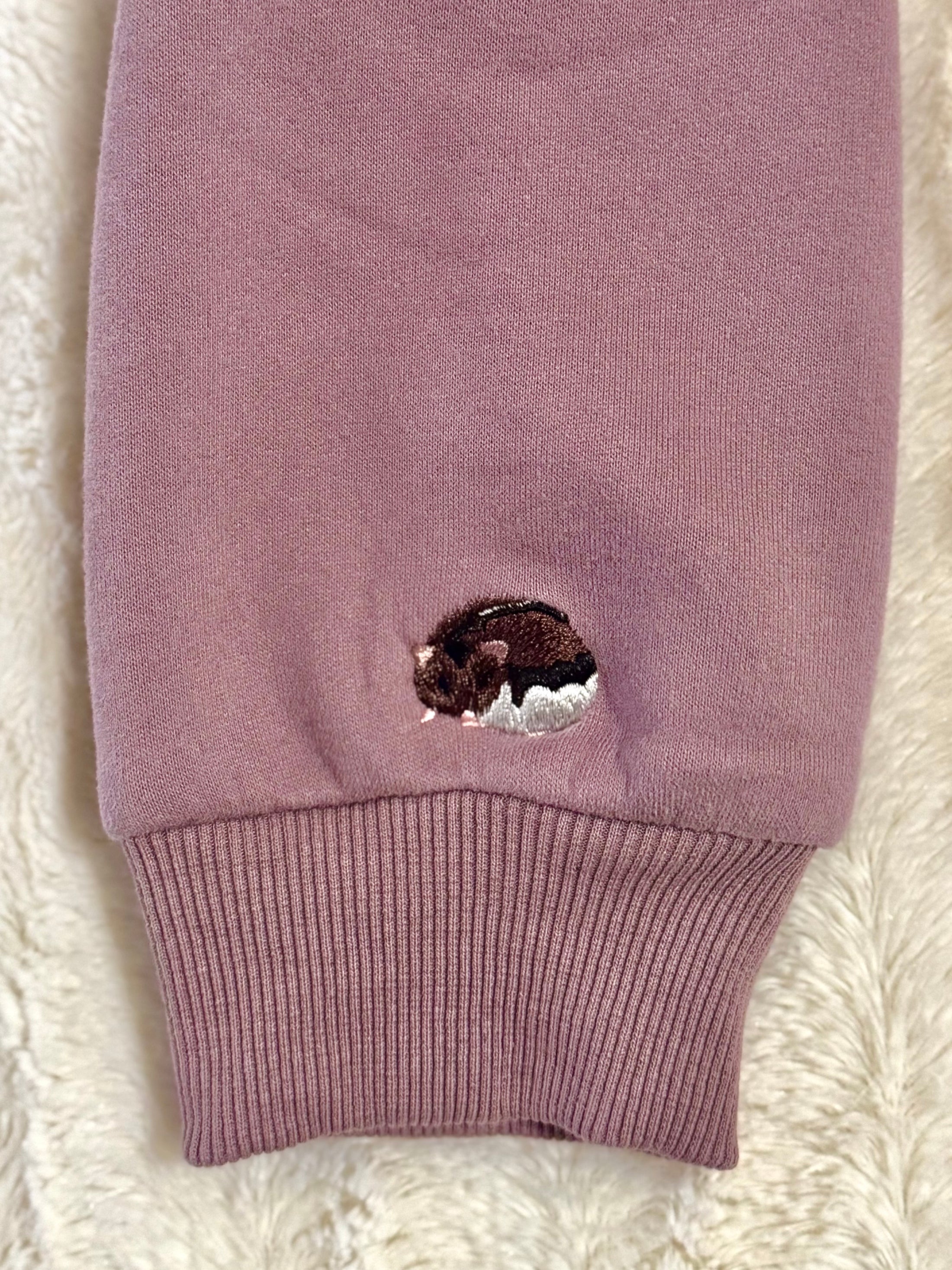Embroidered Hamster Sweater — Dusty Purple