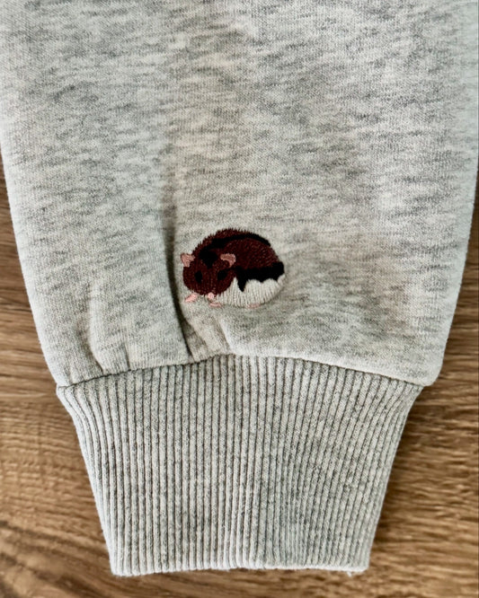 Embroidered Hamster Sweater — Heather Grey