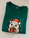 Load image into Gallery viewer, Embroidered Hamster Holiday Sweater — Evergreen