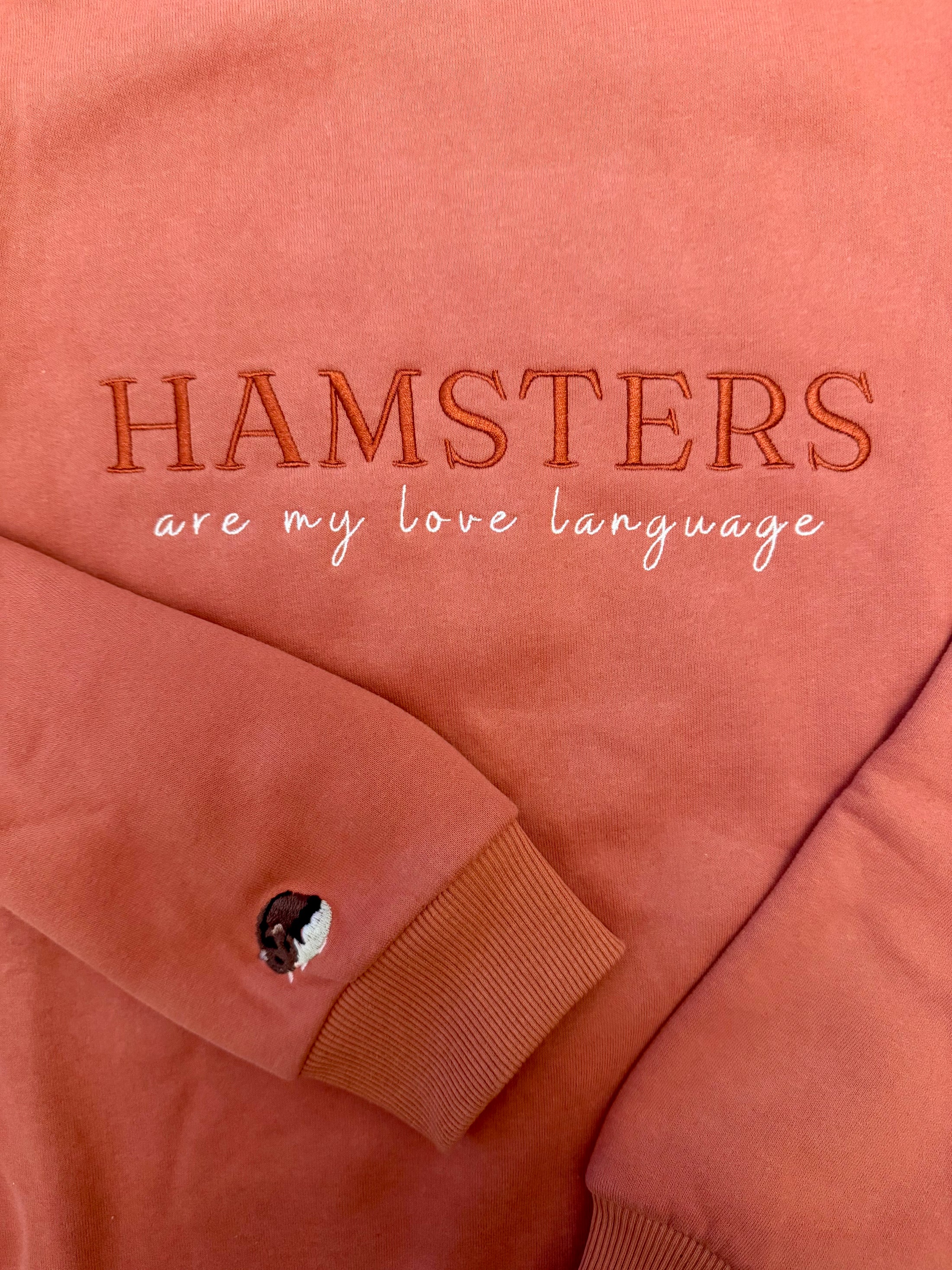 Embroidered Hamster Sweater -- Dusty Rose