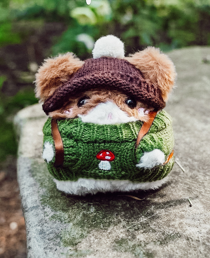 Brown Pompom Beanie (Plushie Accessory)