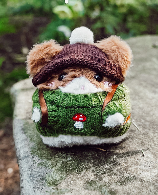 Brown Pompom Beanie (Plushie Accessory)