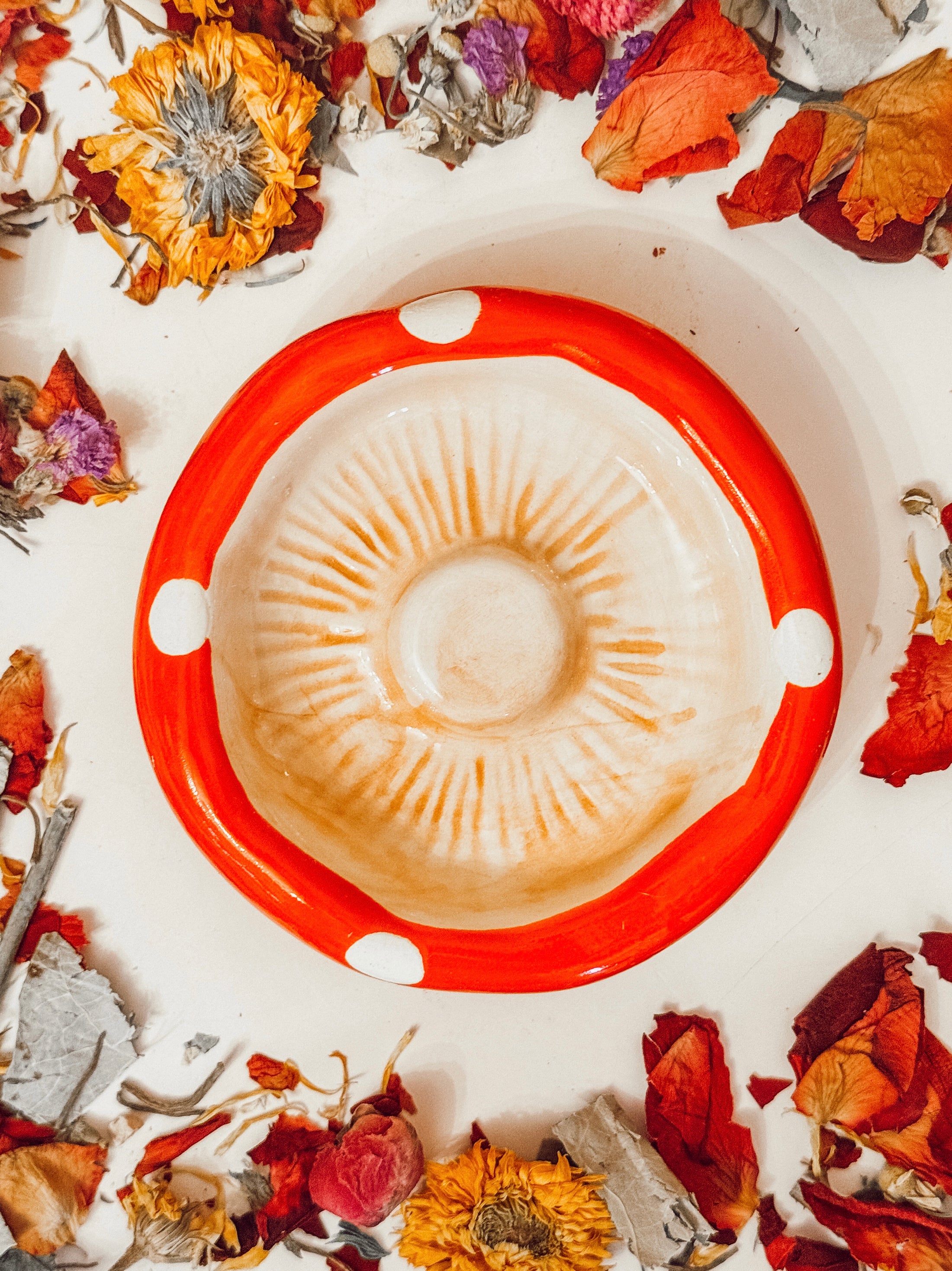 Ceramic Red Mushroom Dish