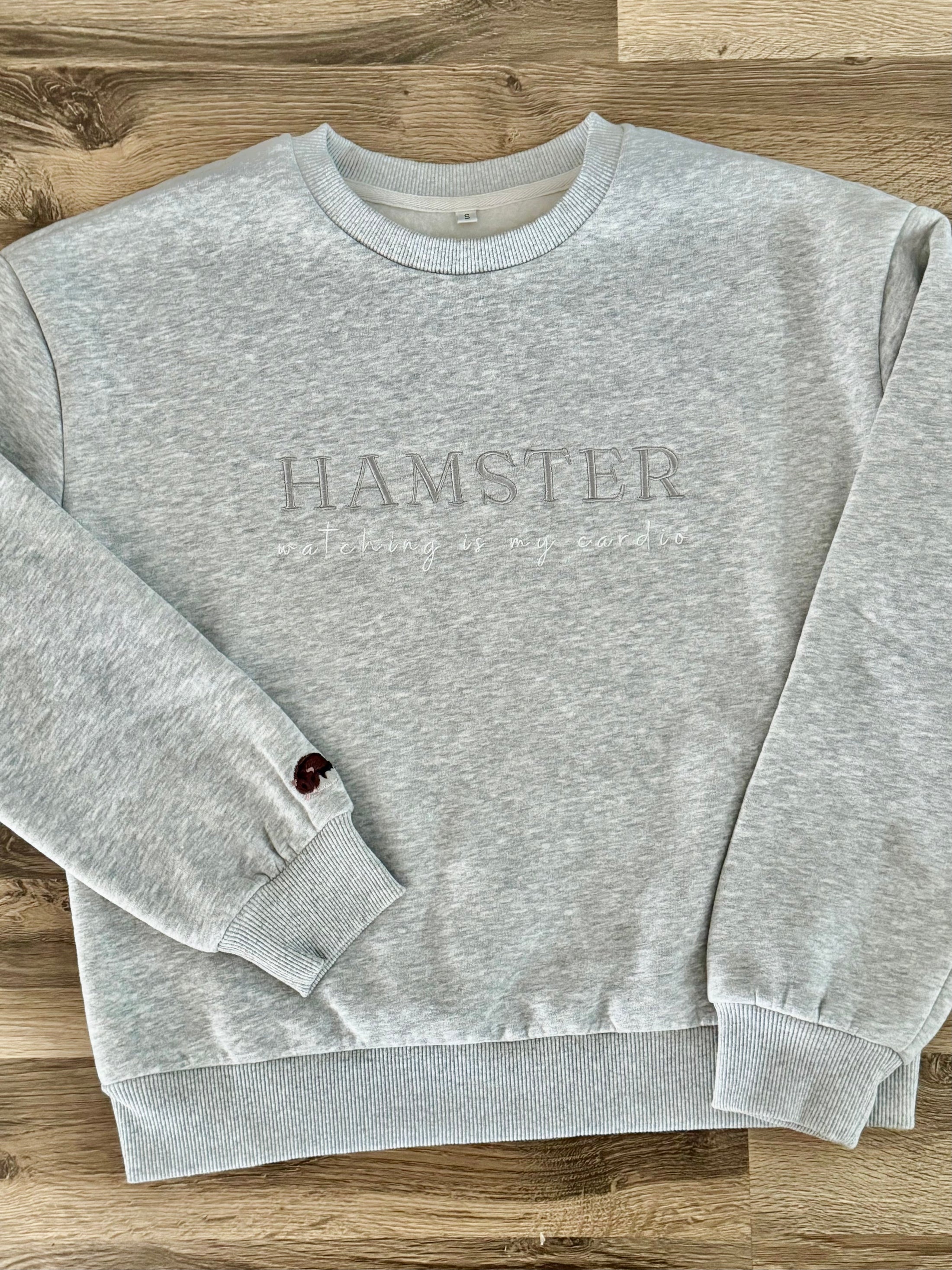 Embroidered Hamster Sweater — Heather Grey