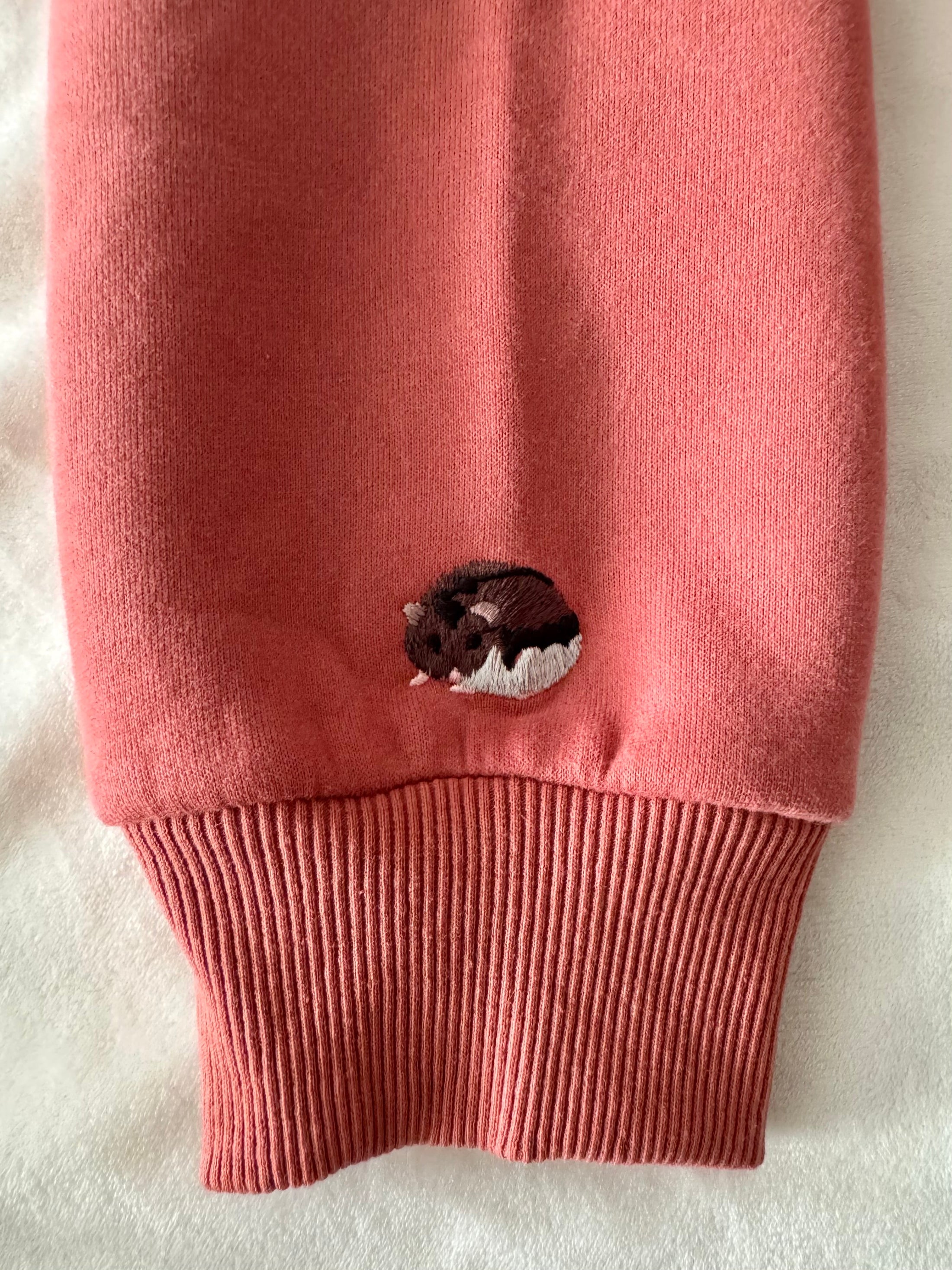 Embroidered Hamster Sweater -- Dusty Rose
