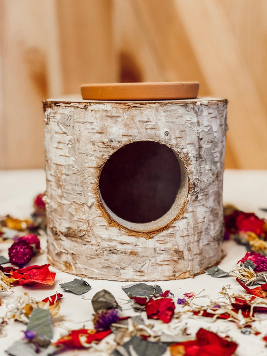 100% Natural Birch Log Hideaway (dish included!)