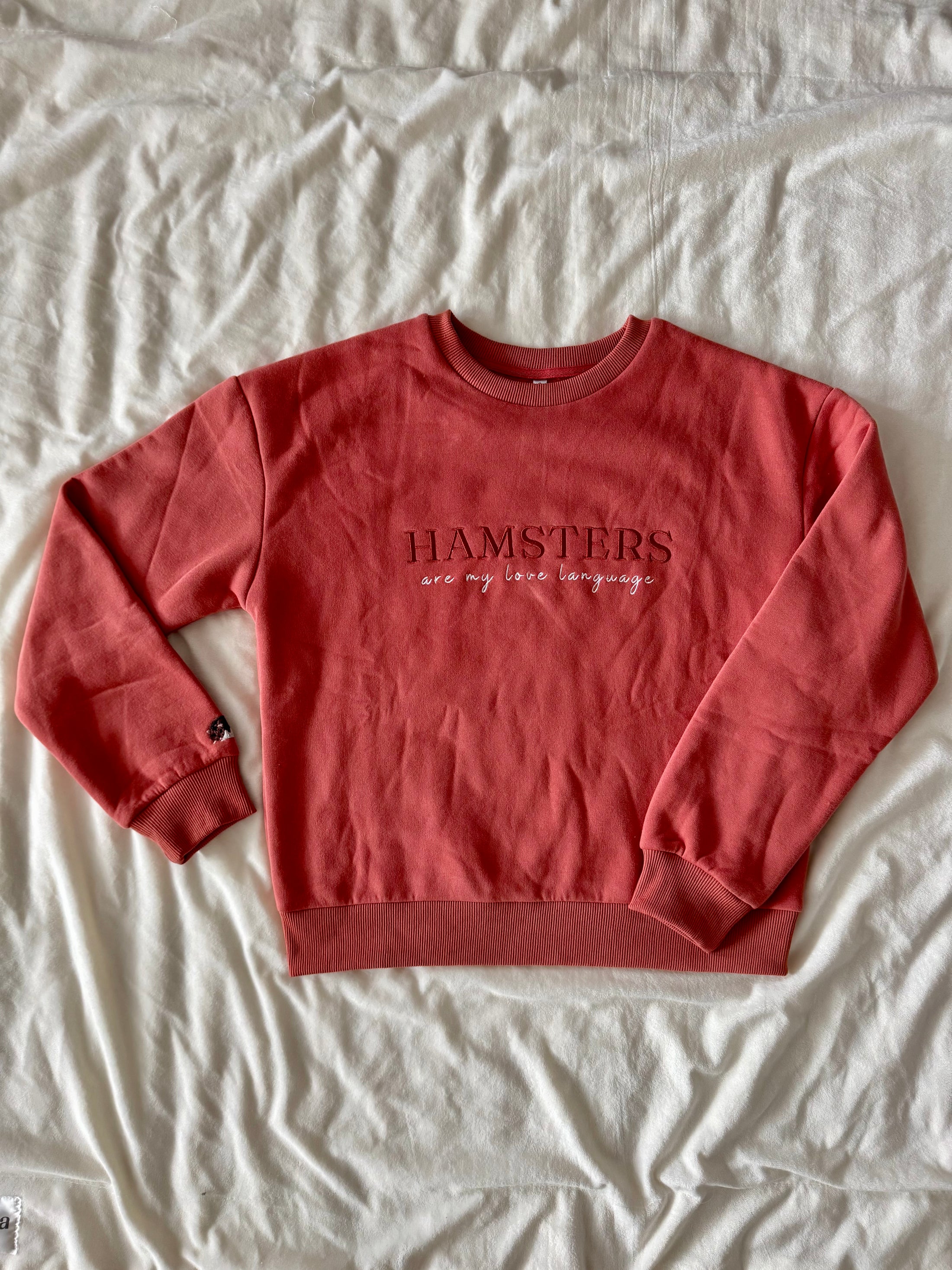 Embroidered Hamster Sweater -- Dusty Rose