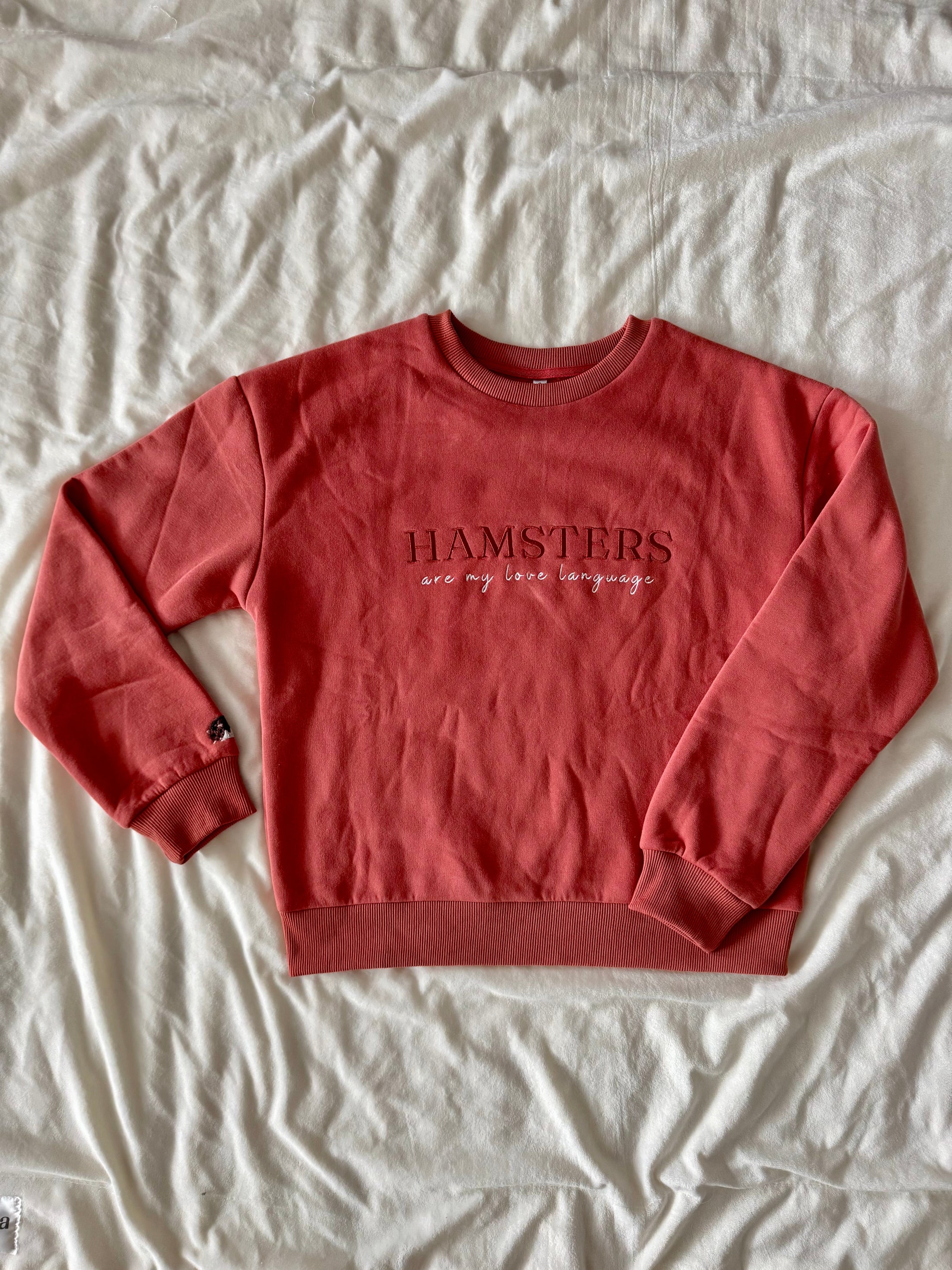 Embroidered Hamster Sweater -- Dusty Rose
