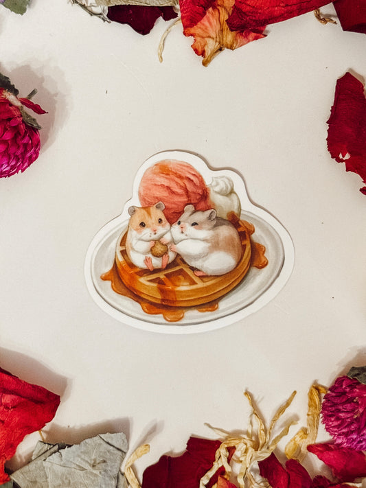 Sticker — Hamster Eating Waffles