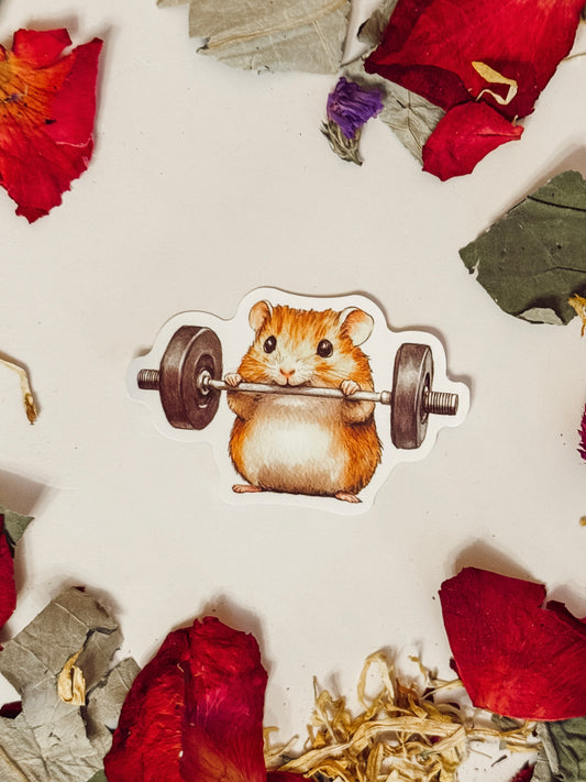 Sticker — Hamster Weight Lifting