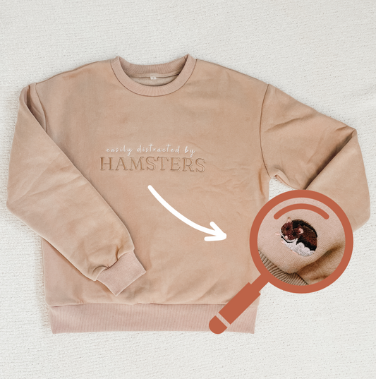 Embroidered Hamster Sweater — OG Beige