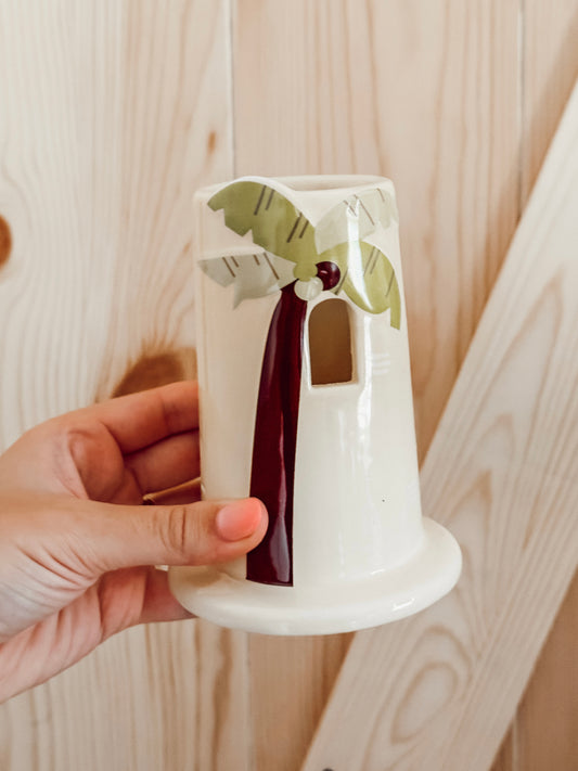 Ceramic Palm Tree Water Bottle Stand