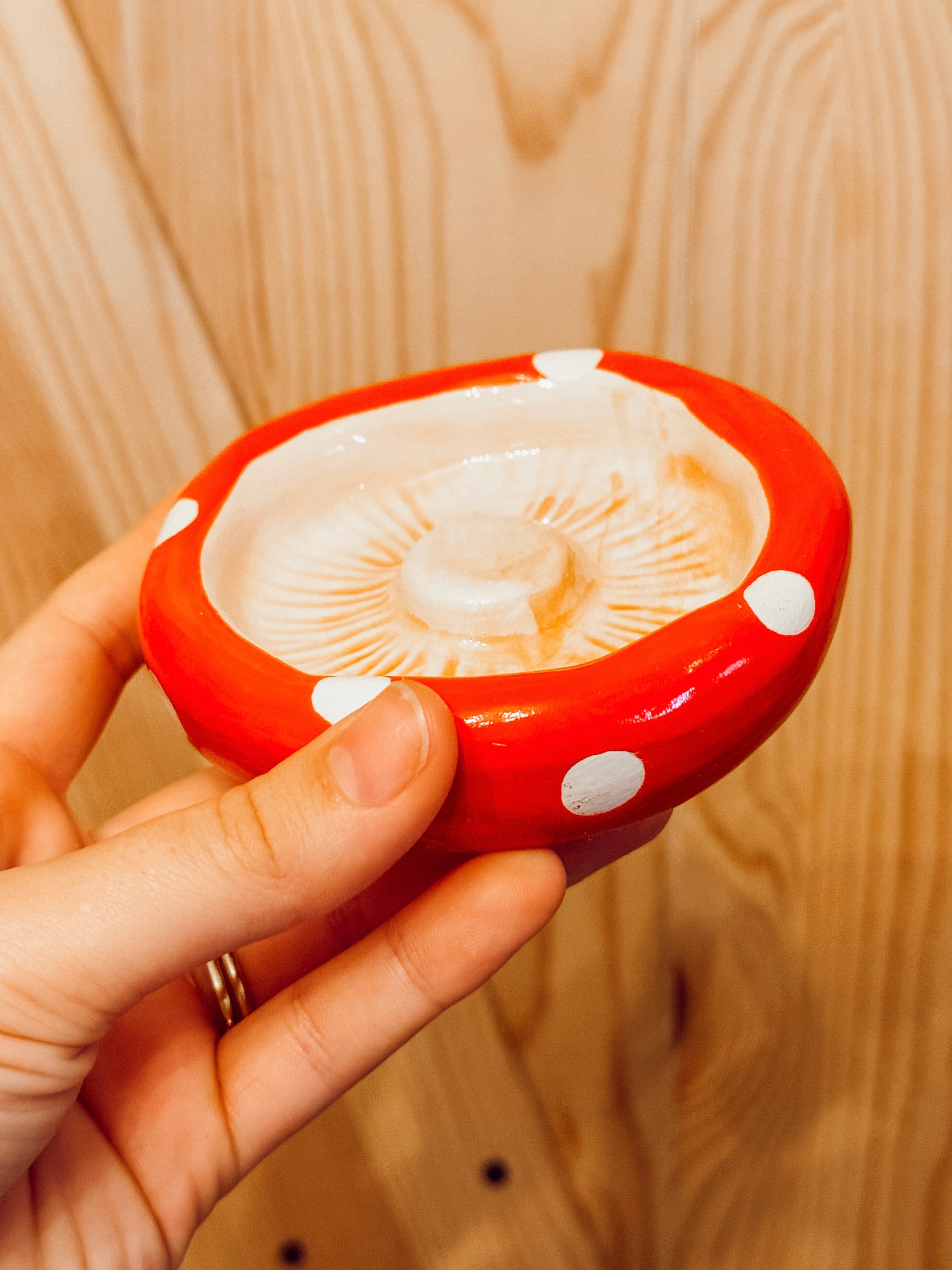 Ceramic Red Mushroom Dish