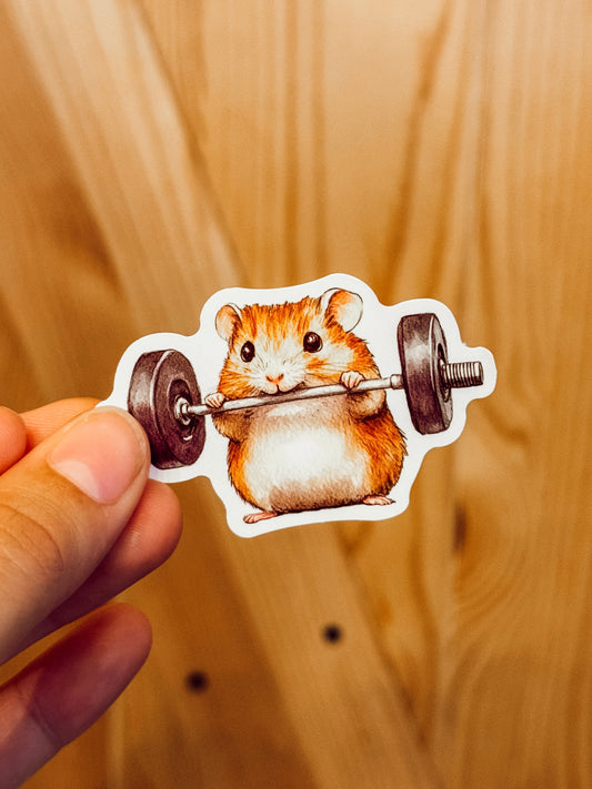 Sticker — Hamster Weight Lifting
