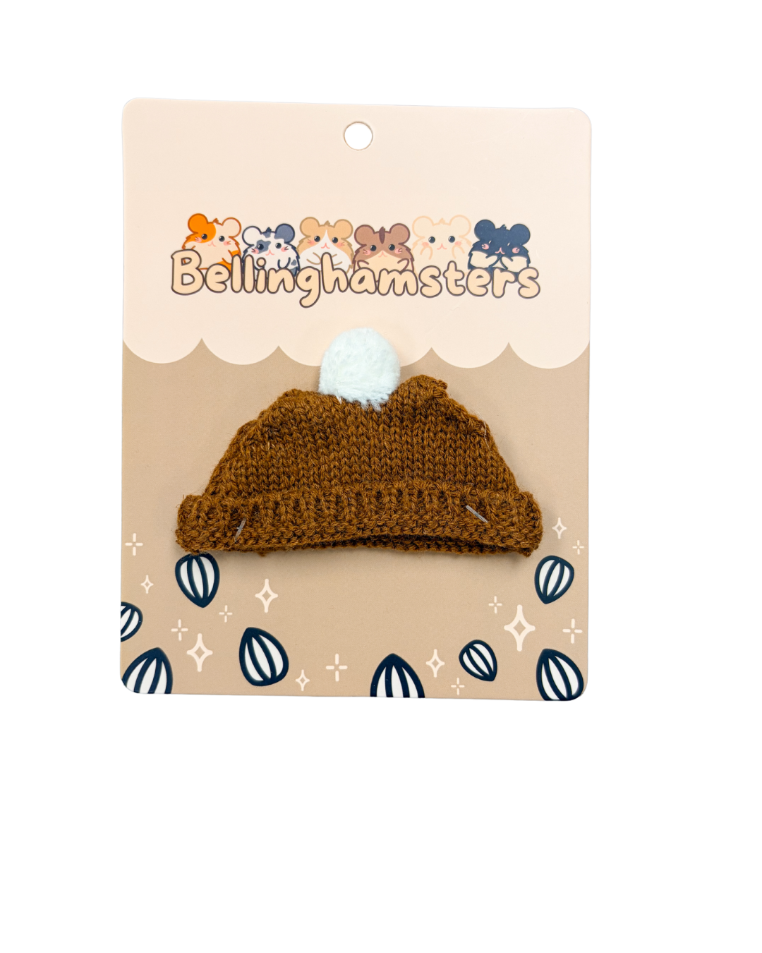 Brown Pompom Beanie (Plushie Accessory)